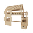 BusyKids Halbhohes Hausbett GALAXY-HOUSE MAX mit Treppe mit Stauraum 90 x 200 cm
