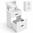3-in-1 Schminktisch RUBI mit Spiegel, Sitzhocker, Stauraum und Schubladen – Weiß