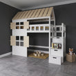 BusyKids Halbhohes Hausbett GALAXY-HOUSE MAX mit Treppe mit Stauraum 90 x 200 cm