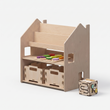 Regal 2-in-1 + Spielzeugkiste ×2 + Füllung nach Wahl — Set BusyKids · Aktivwürfel & Steckspiel [fill:cube]