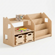 Bücher- & Spielzeugregal + Spielzeugkiste ×2 + Füllung nach Wahl — Set BusyKids · Aktivwürfel & Steckspiel [fill:cube]