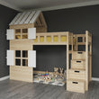 BusyKids Hochbett GALAXY-HOUSE mit halbem Dach und Treppe mit Stauraum 90 x 200 cm