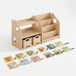 Bücher- & Spielzeugregal + Spielzeugkiste ×2 + Füllung nach Wahl — Set BusyKids · Puzzles [fill:puzzles]