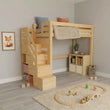 BusyKids LOFTI-MAX Hochbett aus Holz 90 × 200 cm mit Stauraumtreppe