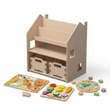 Regal 2-in-1 + Spielzeugkiste ×2 + Füllung nach Wahl — Set BusyKids · Erste Steckspiele [fill:sorters]