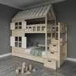 BusyKids Hausförmiges Etagenbett DREAM-HOUSE MAX mit Treppe mit Stauraum 90 x 200 cm