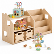 Bücher- & Spielzeugregal + Spielzeugkiste ×2 + Füllung nach Wahl — Set BusyKids · Formen & Motorik [fill:shapes]
