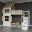 BusyKids Hochbett GALAXY-HOUSE mit halbem Dach und Treppe mit Stauraum 90 x 200 cm