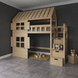 BusyKids Halbhohes Hausbett GALAXY-HOUSE MAX mit Treppe mit Stauraum 90 x 200 cm