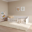 Montessori-Bodenbett ERYK 160 × 80 cm mit Rausfallschutz – Weiß