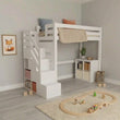 BusyKids LOFTI-MAX Hochbett aus Holz 90 × 200 cm mit Stauraumtreppe
