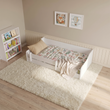 Montessori-Bodenbett ERYK 160 × 80 cm mit Rausfallschutz – Weiß