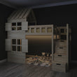 BusyKids Hochbett GALAXY-HOUSE mit halbem Dach und Treppe mit Stauraum 90 x 200 cm