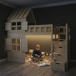 BusyKids Hochbett GALAXY-HOUSE mit halbem Dach und Treppe mit Stauraum 90 x 200 cm