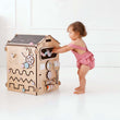 Set - Busy Board Häuschen natura/pastell und Motorikwürfel