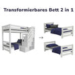 BusyKids Etagenbett MIRA-MAX 2in1 mit vorderer Stauraumtreppe 90 x 200 cm