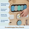Set - Busy Board Häuschen natura/mint und Motorikwürfel