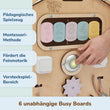 Set - Busy Board Häuschen natura/pastell und Motorikwürfel