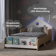 Schiebebett Hüttenform mit LED-Beleuchtung - Weiß