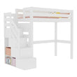 BusyKids LOFTI-MAX Hochbett aus Holz 90 × 200 cm mit Stauraumtreppe